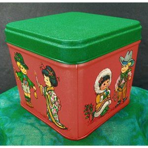 Christmas Tin Paper Coaster Vintage Holiday Deer Potpourri Press Peace Unity New